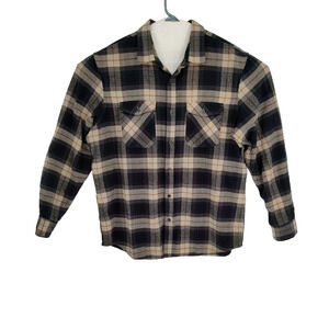 Banana Republic Men's Blue Beige Plaid Flannel Button Shirt Size XL Pockets Cuff